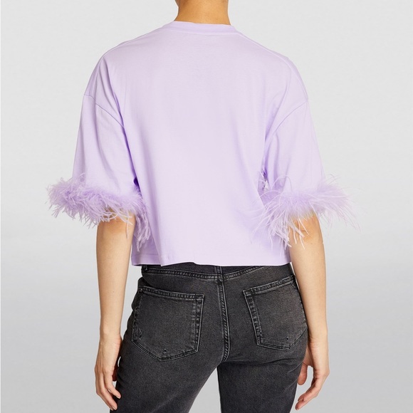 MAJE Plume Feather Trim Tee. Size 40 French/8US. NWT - Picture 4 of 11
